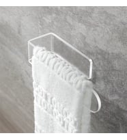 Akrilik 8mm Şeffaf Pleksiglas Havlu Kağıt Rulo Havluluk Peçetelik Yapışkanlı Tasarım Banyo Askısı (Beyaz)
