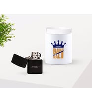 BK Gift Kişiye Özel Babalar Günü Hediyesi Babaların En Kralı Tasarımlı Seramik Kül Tablası ve Benzinli Çakmak Seti-1 (Model 1)
