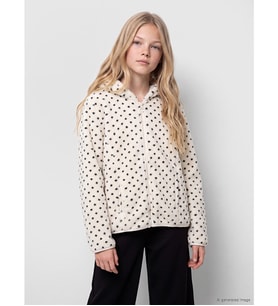 LCW Kids Ekru Puantiyeli Kız Çocuk Pelüş Fermuarlı Sweatshirt
