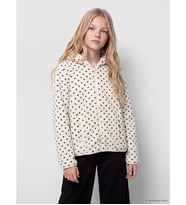 LCW Kids Ekru Puantiyeli Kız Çocuk Pelüş Fermuarlı Sweatshirt