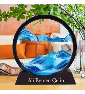 İsme Özel Mavi Derin Deniz Kum Manzarası 3D Hızlı Kum Sanatı