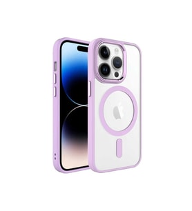 Apple iPhone 14 Pro Max Uyumlu Kılıf Wireless Şarj Özellikli Zore Krom M-safe Silikon Kapak (Açık Pembe)