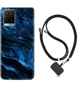 Vivo Y11S Y21S Y20 Y20S Y70 Kılıf Boyun Askılı Silikon Blue MArble 1379
