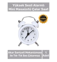 Deluxe Yüksek Sesli Alarmlı Pilli Dekoratif Çift Çanlı Mini Masaüstü Analog Dekoratif Çalar Saat