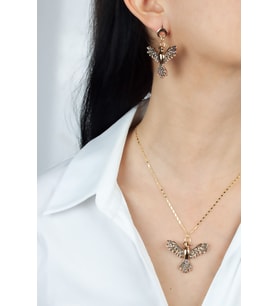 Zirkon Taşlı Anka Kuş Kolye Küpe Set
