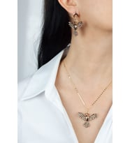 Zirkon Taşlı Anka Kuş Kolye Küpe Set