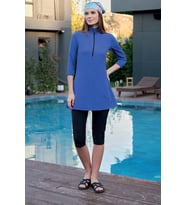 Tesmay Likralı Yarı Kapalı Tesettür Mayo 3411 (Saks)
