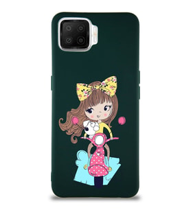 Oppo A73 Soft Premier Kapak Vespagirl Tasarımlı Silikon Kılıf - Yeşil (Şeffaf)