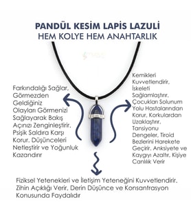 Doğaltaş LAPİS LAZULİ Pandül Kesim Kadın Erkek (Unisex) İster Kolye İster Anahtarlık