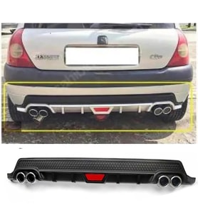 Renault Clio Mk2 Siyah Difüzör Difizör Yuvarlak Egzoz Görünüm Kulaklı Tip 1998-2005