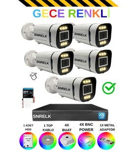 SNRELK sencrom HAMA 5'Lİ 1080P Full Hd Gece Renkli 320 Gb Güvenlik Kamerası Set