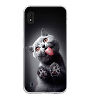 PrintiFy Samsung Galaxy A10 ile Uyumlu Kedi 2 Kamera Korumalı Şeffaf Kılıf