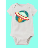 Unisex Bebek Beyaz Organik Baskılı Pamuklu Body
