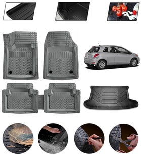 Toyota Yaris 2005-2013  Uyumlu Paspas Araca Özel Bagaj Havuzu MBS Gri