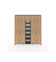 Arges Dolap 12 Raflı 9 Kapaklı 2 Askılı 220x30x243 Antrasit-Çam/Antrasit
