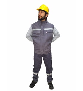 İş Takımı 7/7 Gabardin Gri %100 Pamuk Kapitoneli Reflektörlü