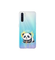 Oppo Reno 3 ile Uyumlu Splash Panda Tasarımlı Şeffaf Silikon Kılıf