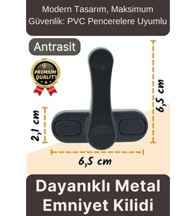 Premium Dayanıklı Koruma Antrasit Çekmeli Metal Pvc Kapı Pencere Hırsız Çocuk Emniyet Kilidi 1 Adet