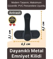 Premium Dayanıklı Koruma Antrasit Çekmeli Metal Pvc Kapı Pencere Hırsız Çocuk Emniyet Kilidi 1 Adet