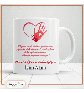 Anneler Günü Hediyesi Kişiye Özel Porselen Kupa Bardak – İsimli, Mesajlı, Özel Tasarım - anne15