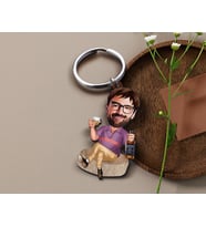 BK Gift Kişiye Özel Erkek Karikatürlü Ahşap Anahtarlık, Sevgiliye Hediye, Erkek Hediyesi, Doğum Günü Hediyesi-9