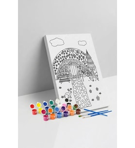 Masal Evi Desenli Mandala Tuval Boyama Seti 40x50 cm