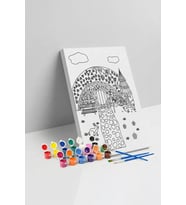 Masal Evi Desenli Mandala Tuval Boyama Seti 40x50 cm
