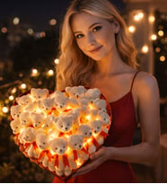 Sevgiliye Hediye LED Işıklı Deluxe Kırmızı Kalp Tasarım Kutuda Romantik Aşk Tılsımı Seti Işıltılı 32'li Peluş Ayıcık Buketi