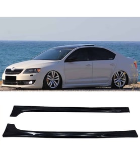 Skoda Octavia Mk3 Yan Marşpiyel Seti Plastik 2 Adet Mat Siyah 2013-2020 karlık+ek+bodykit