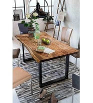 Ahşap Kütük Yemek Masası Kare Ayak 100 x 200
