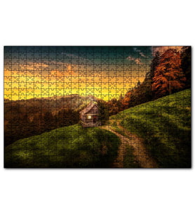 Cakapuzzle İsviçre Orman Manzaralı Dağ Evi  Puzzle Yapboz MDF (Ahşap) (120 Parça)