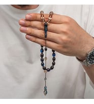Sıkma Kehribar 925 Ayar Gümüş Tesbih (Bej)