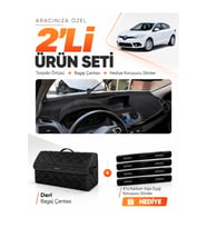 e-biz RENAULT FLUENCE BÜYÜK EKRANLI (2009-2016) Uyumlu Torpido Örtüsü + Deri Çanta - Siyah - RE023