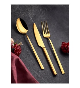Flora 90 Parça Lüks Gold Çelik Çatal-Kaşık Seti