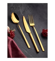 Flora 90 Parça Lüks Gold Çelik Çatal-Kaşık Seti