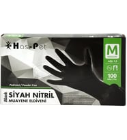 HAS-PET ELDİVEN NİTRİL EXTRA KALIN SİYAH M BEDEN 50 Lİ
