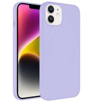 Apple iPhone 12 Kılıf Magsafe Wireless Şarj Özellikli Pastel Renk Silikon Mat Kapak (Lila)