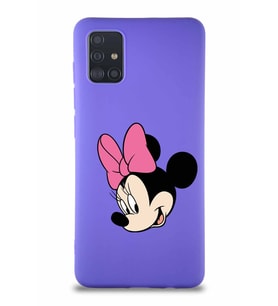 Samsung Galaxy M31S Soft Premier Kapak Minnie Mouse-B Tasarımlı Silikon Kılıf - Mor (Şeffaf)