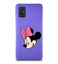 Samsung Galaxy M31S Soft Premier Kapak Minnie Mouse-B Tasarımlı Silikon Kılıf - Mor (Şeffaf)