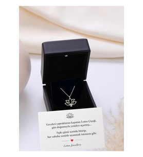 Işıklı Kutulu Gümüş Lotus Çiçeği Kolye 925 Ayar Gümüş Kolye