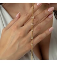 Usho Jewelry 925 Ayar Gümüş İsimli Taşlı Şık Bileklik, Kadın İsimli Bileklik