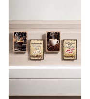 Dekoratif Tablo 4 Parça Mdf , Cafe Tabloları , Kahve Köşesi Tabloları , Duvar Tabloları , Çerçeve Görünümlü Dekoratif Hediyelik (14x20 Cm)