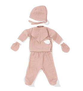 Wellgro Angel Wings Hastane Çıkışı Müslin 5'li Yeni Doğan Seti-Pembe