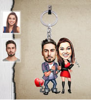 Kişiye Özel Sevgili Karikatürlü  Ahşap Anahtarlık Model 5-Eco