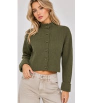Basic Crop Yumuşak Dokulu Dik Yaka Triko Hırka AW25HI0004