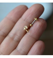 Mini Balta Helix Piercing Kıkırdak Cerrahi Çelik Gold Renk (Çok Renkli)