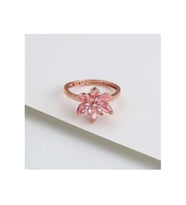 925 Ayar Gümüş Ayarlanabilir Pembe Taşlı Lotus Yüzük