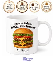 Hamburger Temalı Fast Food Sever Baskılı Kupa Bardak Hediye