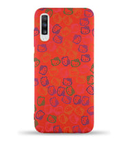 Samsung Galaxy A70 Uyumlu Lansman Kılıf Hello Kitty Tasarımlı İçi Kadife Kapak-Kırmızı (Şeffaf)