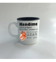 Kendime Pozitif Bir Gün Diliyorum Baskılı Siyah Multi Kupa
